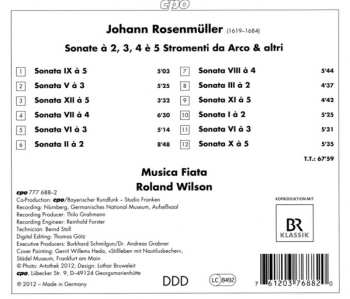 CD Johann Rosenmüller: Sonatas 1682 476884