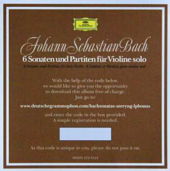 3LP/Box Set Johann Sebastian Bach: 6 Sonaten Und Partiten Für Violine Solo BWV 1001-1006 LTD | NUM 62679