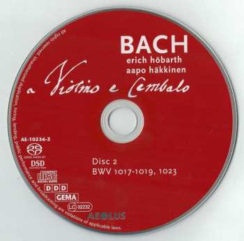 2SACD Johann Sebastian Bach: A Violino E Cembalo (Sonatas For Violin & Harpsichord BWV 1014-1019, 1021-1023) 323790