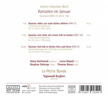 CD Johann Sebastian Bach: Kantaten Im Januar BWV 72, 92 & 156 438091