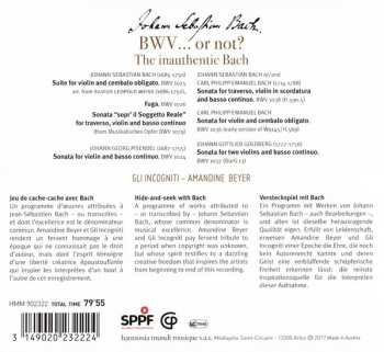 CD Johann Sebastian Bach: BWV...or Not ? 122450