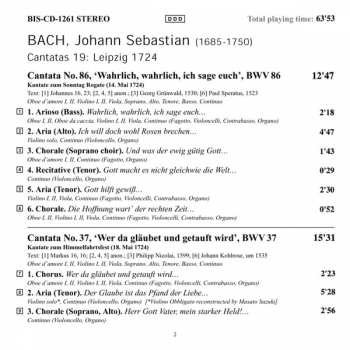 CD Johann Sebastian Bach: Cantatas 19 : BWV 86 Wahrlich, Wahrlich, Ich Sage Euch - BWV 37 Wer Da Gläubet Und Getauft Wird - BWV 104 Du Hirte Israel, Höre - BWV 166 Wo Gehest Du Hin ? 121325