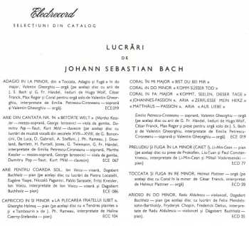 LP Johann Sebastian Bach: Ciacona / Concert Pentru Vioară Și Orchestră În Mi Major 426006