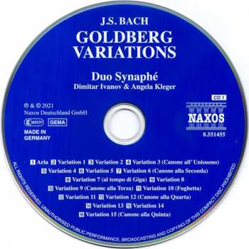 2CD Johann Sebastian Bach: Goldberg Variations (Arranged For Ten-String Guitar Duo) 112565