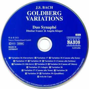 2CD Johann Sebastian Bach: Goldberg Variations (Arranged For Ten-String Guitar Duo) 112565