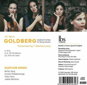 CD Johann Sebastian Bach: Goldberg Variations For String Quartet 114013