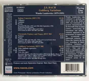 CD Johann Sebastian Bach: Goldberg Variations, Italian Concerto, Chromatic Fantasy And Fugue 115243