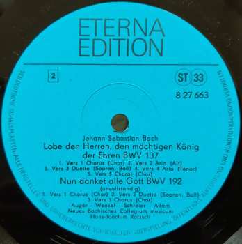LP Johann Sebastian Bach: Gott Ist Mein König BWV 71 / Lobe Den Herren BWV 137 / Nun Danket Alle Gott BWV 192 (Kantaten) 524687