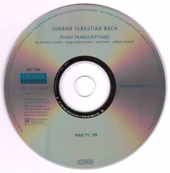 CD Johann Sebastian Bach: Piano Transcriptions 333880