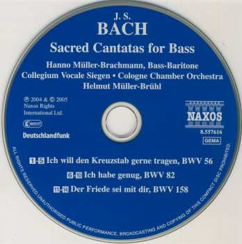 CD Johann Sebastian Bach: Sacred Cantatas For Bass Nos. 56, 82 And 158 439323