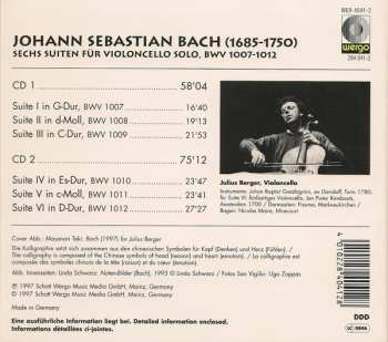 2CD Johann Sebastian Bach: Sechs Suiten Für Violoncello Solo 278566