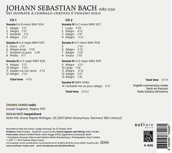2CD Johann Sebastian Bach: Sei Suonate A Cembalo Certato E Violino Solo 339806