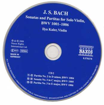 2CD Johann Sebastian Bach: Sonatas And Partitas For Solo Violin, BWV 1001-1006 322740