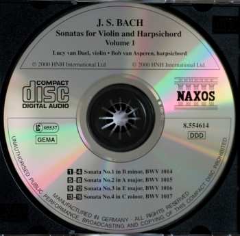 CD Johann Sebastian Bach: Sonatas For Violin And Harpsichord, Volume 1 230050