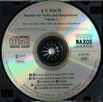 CD Johann Sebastian Bach: Sonatas For Violin And Harpsichord, Volume 2 292728