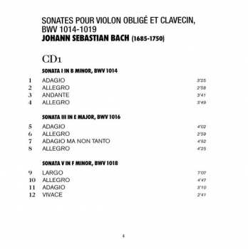 2CD Johann Sebastian Bach: Sonates Pour Violon Obligé Et Clavecin, BWV 1014-1019 328032