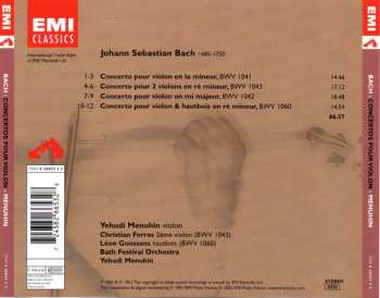 CD Johann Sebastian Bach: Concertos Pour Violon 280319
