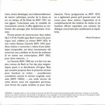 CD Johann Sebastian Bach: Concertos Pour Violon