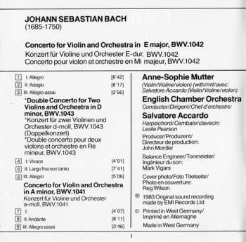 CD Johann Sebastian Bach: Concerto For Two Violins In D Minor / Violin Concertos In A Minor & E Major 433326