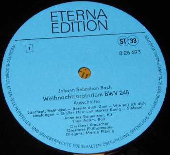 LP Johann Sebastian Bach: Weihnachtsoratorium (Ausschnitte)