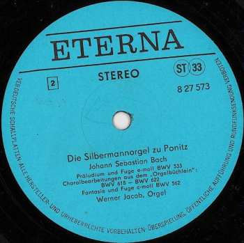 LP Johann Sebastian Bach: Die Silbermannorgel Zu Ponitz - Werner Jacob Spielt Bach 536632