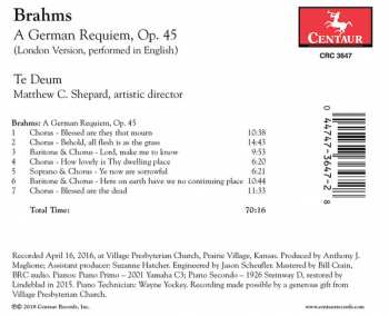 CD Johannes Brahms: A German Requiem, Op. 45 (London Version, In English) 94508