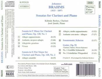CD Johannes Brahms: Clarinet Sonatas Nos. 1 And 2 • Scherzo • Lieder, Op. 91 310783