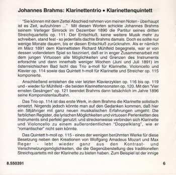 CD Johannes Brahms: Clarinet Trio, Op. 114 / Clarinet Quintet, Op. 115 185456