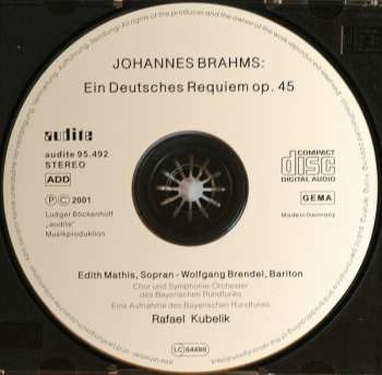 CD Johannes Brahms: Ein Deutsches Requiem 190709