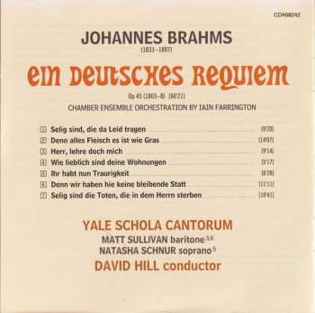 CD Johannes Brahms: Ein Deutsches Requiem (Chamber Ensemble Orchestration) 301332