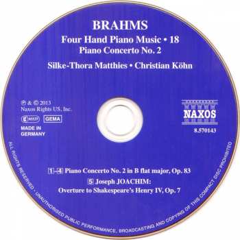 CD Johannes Brahms: Four Hand Piano Music • 18 153225