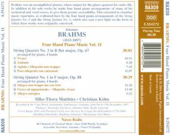 CD Johannes Brahms: Four Hand Piano Music Vol. 11 - String Quartet No. 3, String Quintet No. 1 183219