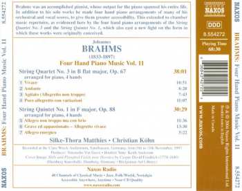CD Johannes Brahms: Four Hand Piano Music Vol. 11 - String Quartet No. 3, String Quintet No. 1