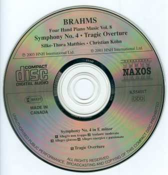 CD Johannes Brahms: Four Hand Piano Music Vol. 8 - Symphony No. 4, Tragic Overture 333027