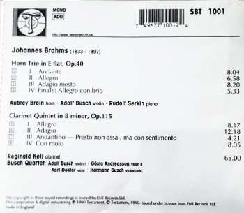 CD Johannes Brahms: Horn Trio Op.40 & Clarinet Quintet Op.115 327884