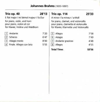 CD Johannes Brahms: Horn Trio Op. 40 / Clarinet Trio Op. 114 407654
