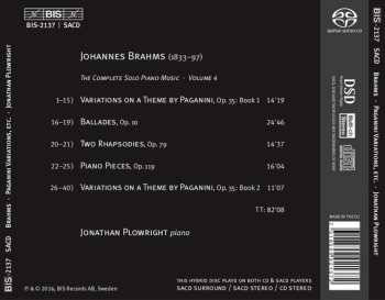 SACD Johannes Brahms: Paganini Variations, Op. 13; Four Ballades, Op. 10; Two Rhapsodies, Op. 79; Four Piano Pieces, Op. 119 537973