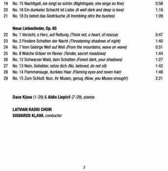 CD Johannes Brahms: Liebeslieder 408010
