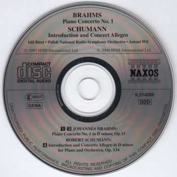 CD Johannes Brahms: Piano Concerto No. 1 / Introduction And Concert Allegro 272457