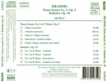CD Johannes Brahms: Piano Sonata No. 3, Op.5, Ballades, Op.10 298100