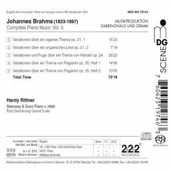 SACD Johannes Brahms: Piano Works Vol. 5 185780