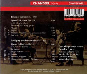 CD Johannes Brahms: Quintet For Clarinet  And Strings / String Quartet In D Minor, KV 421