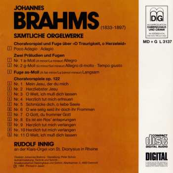 CD Johannes Brahms: Sämtliche Orgelwerke 421563