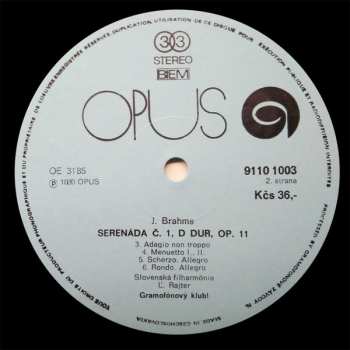 LP Johannes Brahms: Serenade No.1 In D Major, Op. 11 365389