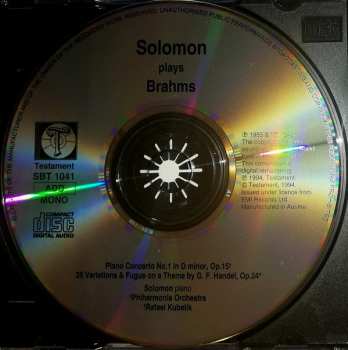 CD Johannes Brahms: Solomon Plays Brahms / Piano Concerto No.1 - Handel Variations 446719