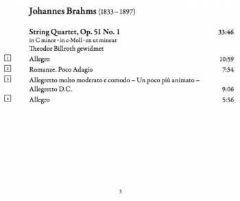 CD Johannes Brahms: String Quartet, Op. 51 No. 1 / Piano Quintet, Op. 34 321481