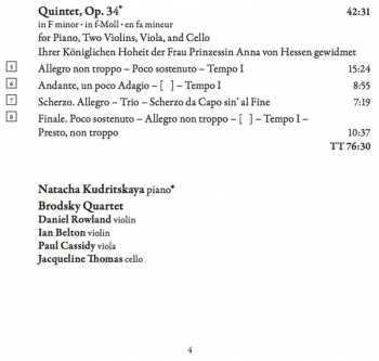 CD Johannes Brahms: String Quartet, Op. 51 No. 1 / Piano Quintet, Op. 34 321481
