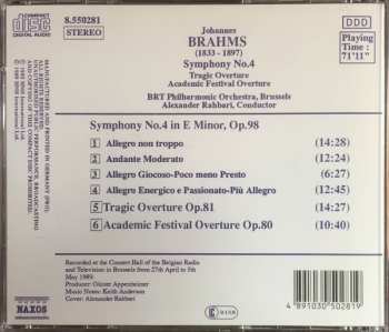 CD Johannes Brahms: Symphony No. 4 / Academic Festival Overture / Tragic Overture 327024