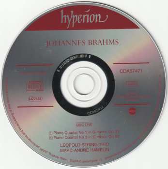 2CD Johannes Brahms: The Piano Quartets 449317