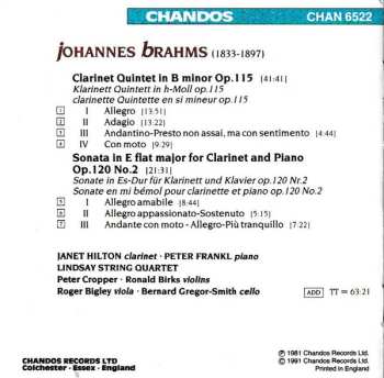 CD Johannes Brahms: Clarinet Quintet In B Minor · Clarinet Sonata No. 2 In E Flat Major 445728